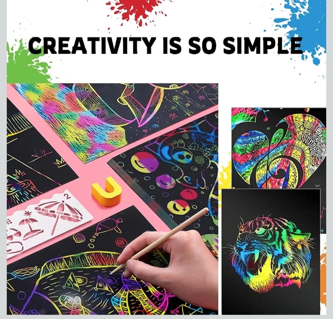 Rainbow Scratch Art Notebook for Kids