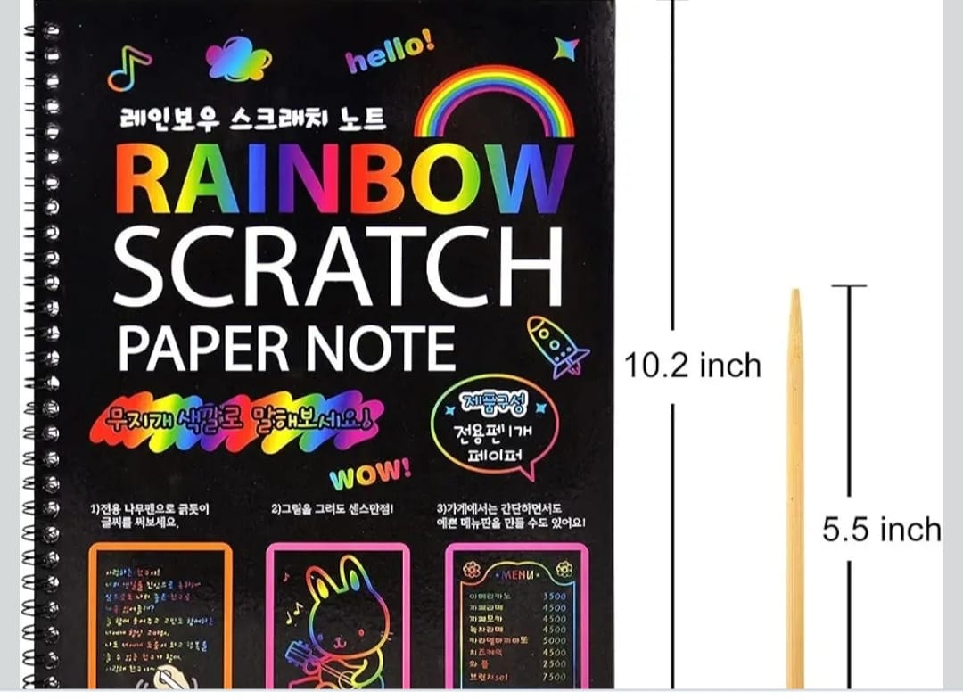 Rainbow Scratch Art Notebook for Kids
