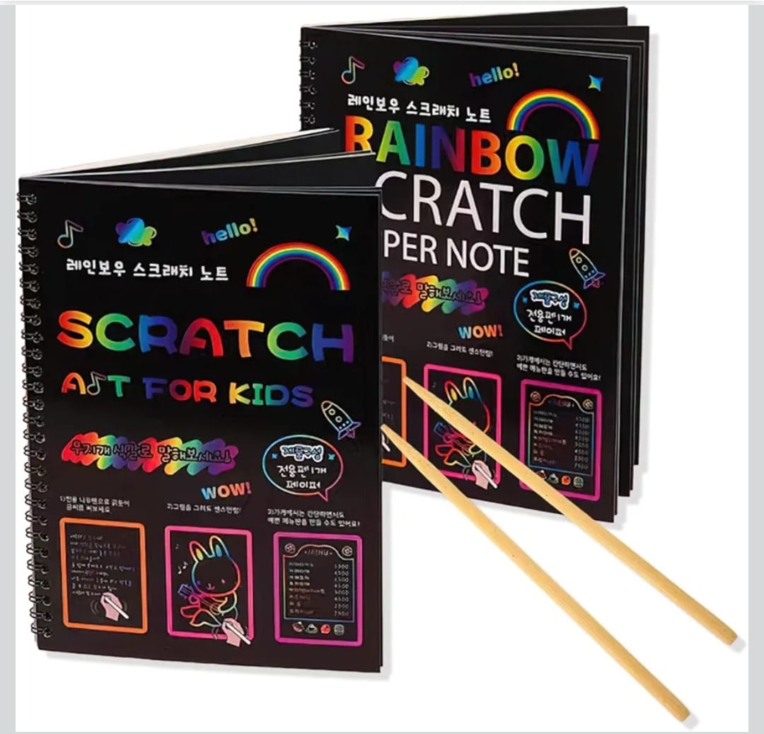 Rainbow Scratch Art Notebook for Kids