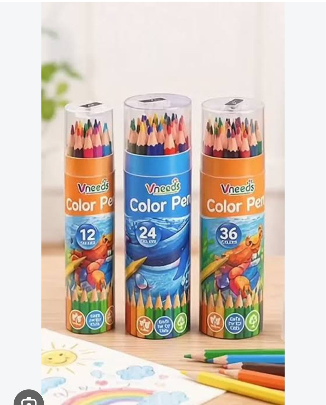 Vneeds premium colored pencils with built-in sharpener