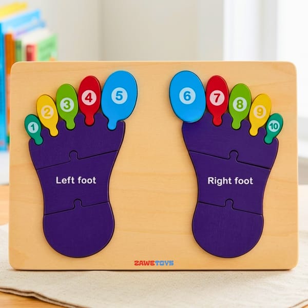 Wooden Feet Number Matching puzzle board