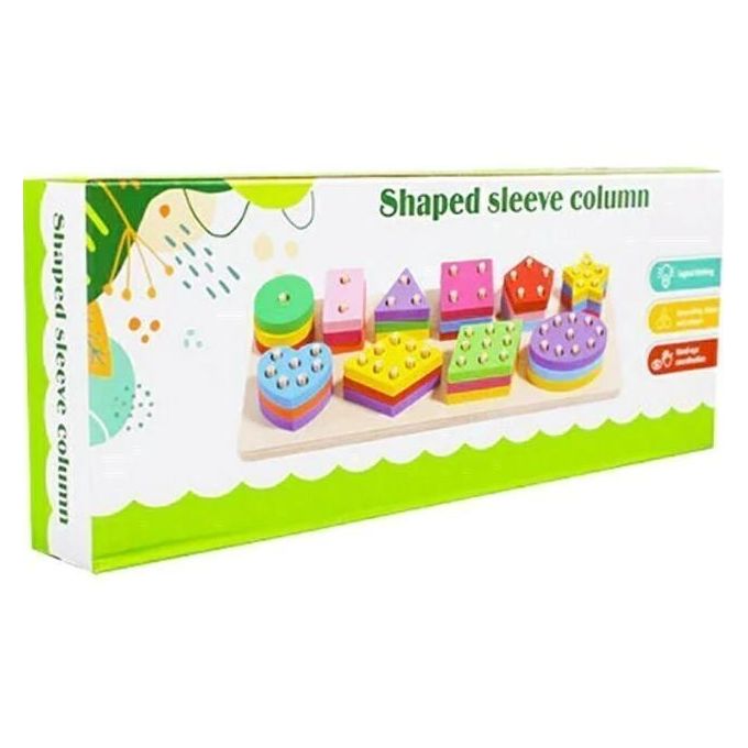 Wooden Shape & Column Stacking Montessori Toy for Kids