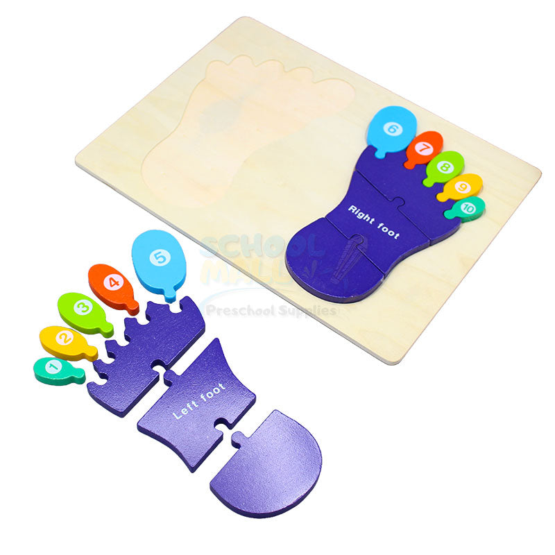 Wooden Feet Number Matching puzzle board