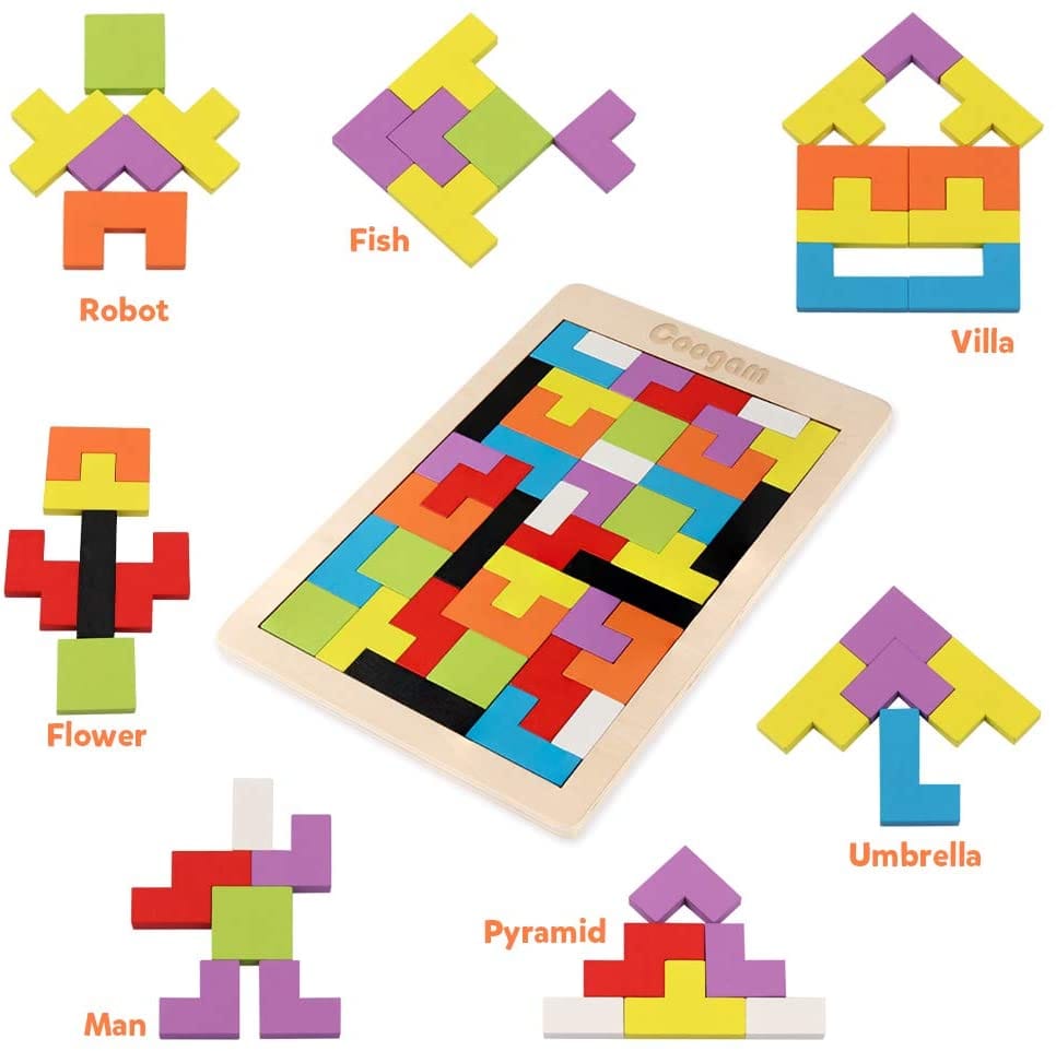 Wooden intelligence tangram brain teaser puzzle board