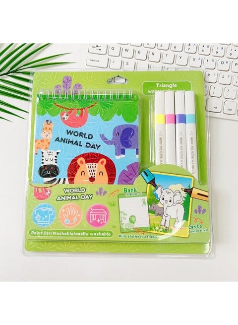 Kids washable colour set with watercolor marker set with drawing book