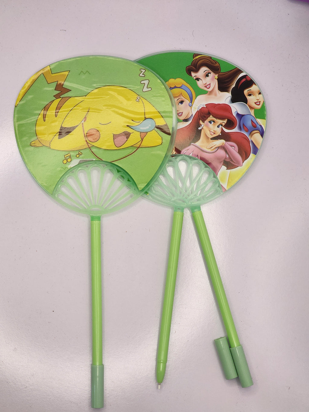 2 IN 1 Cartoon Hand Fan Gel pen for kids(Pikachu &princess themes)
