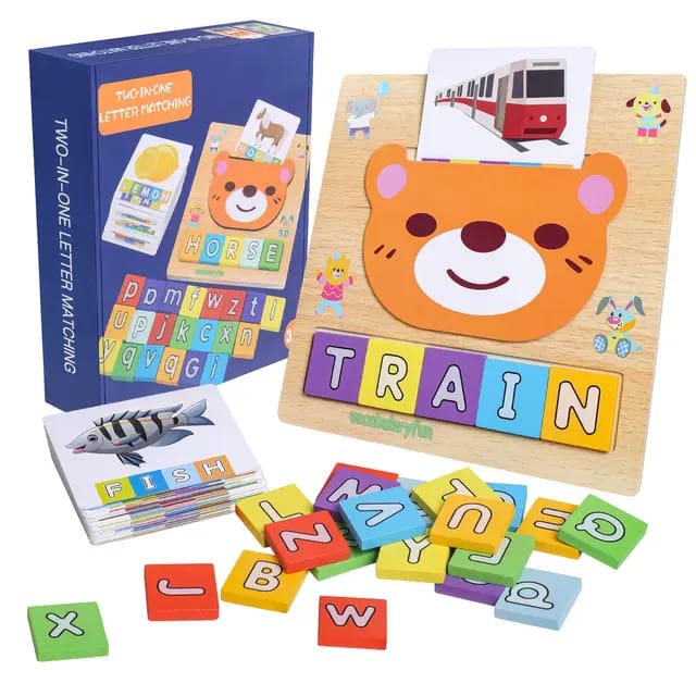 2 in 1 wooden Alphabet & Letter Matching game for kids