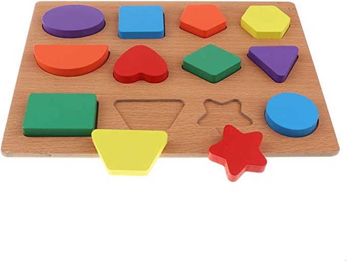 Wooden 3D 12-shape Matching puzzle board