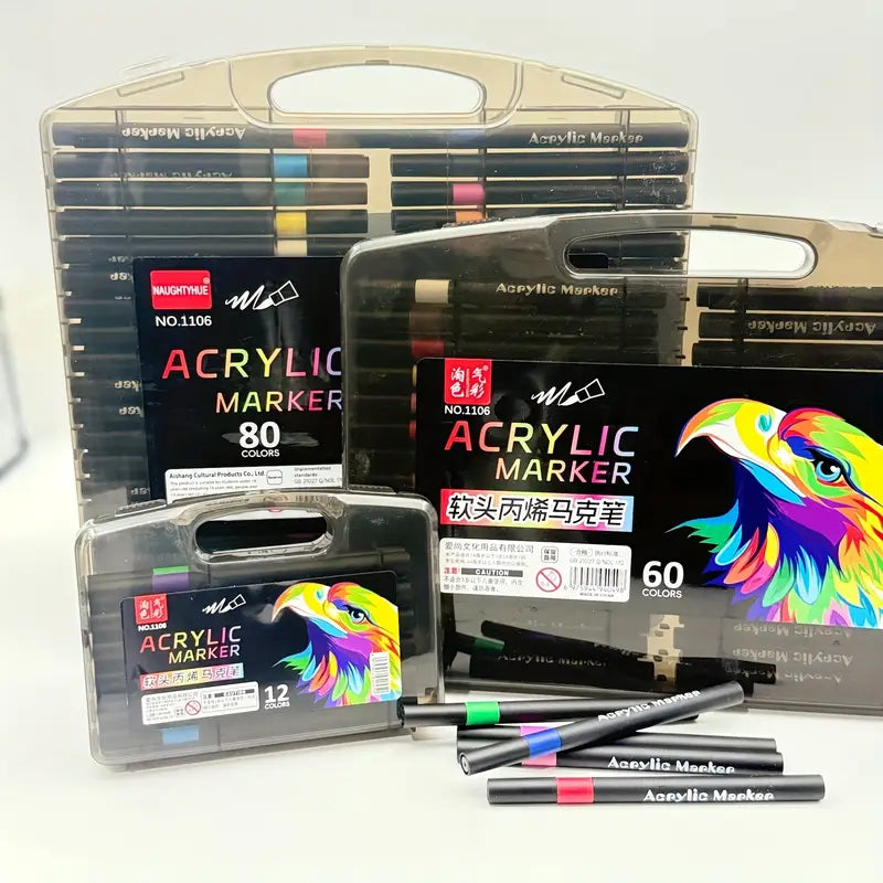 60-color Acrylic Markers set with portable case