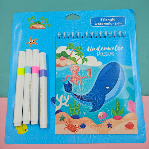 Kids washable colour set with watercolor marker set with drawing book